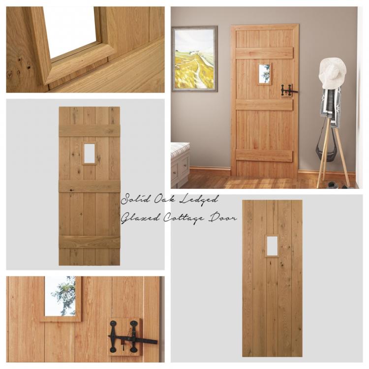 Solid Oak Ledged Glazed Cottage Door product image