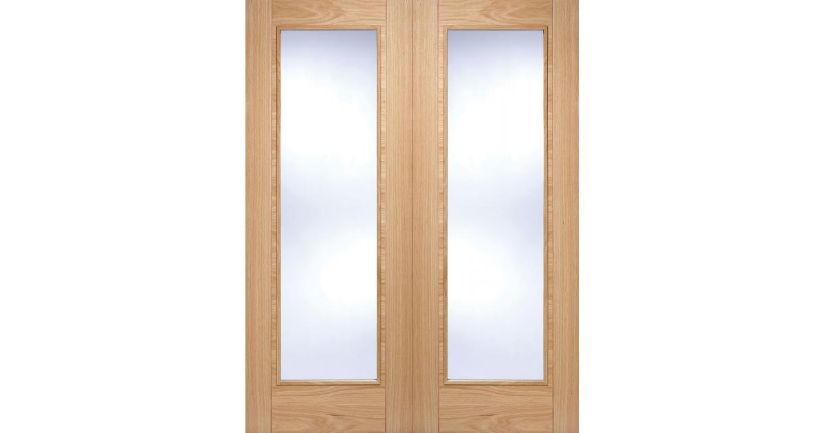 Vancouver Pattern Glazed Pairs Pre Finished Oak Internal Door