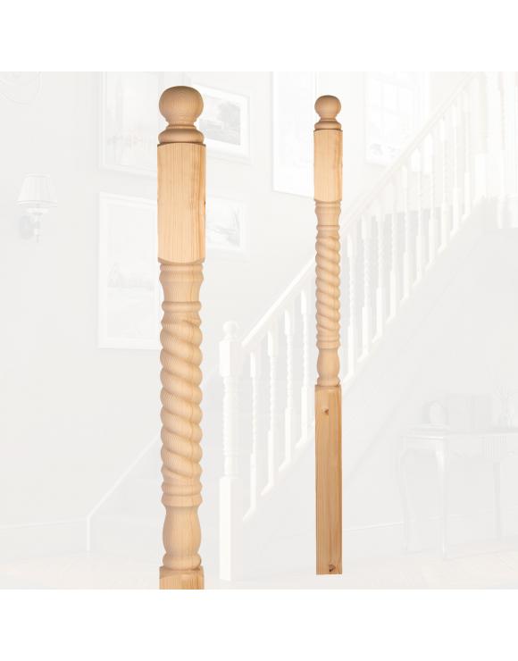 Pine Rope Twist Newel Post with Cap Trade Pack image