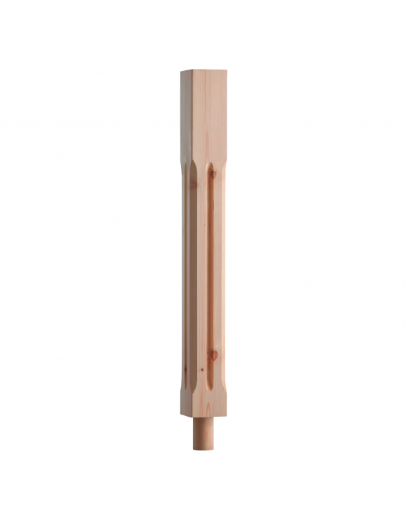 90mm Chamfered Fluted Newel Post with Spigot Dowel image