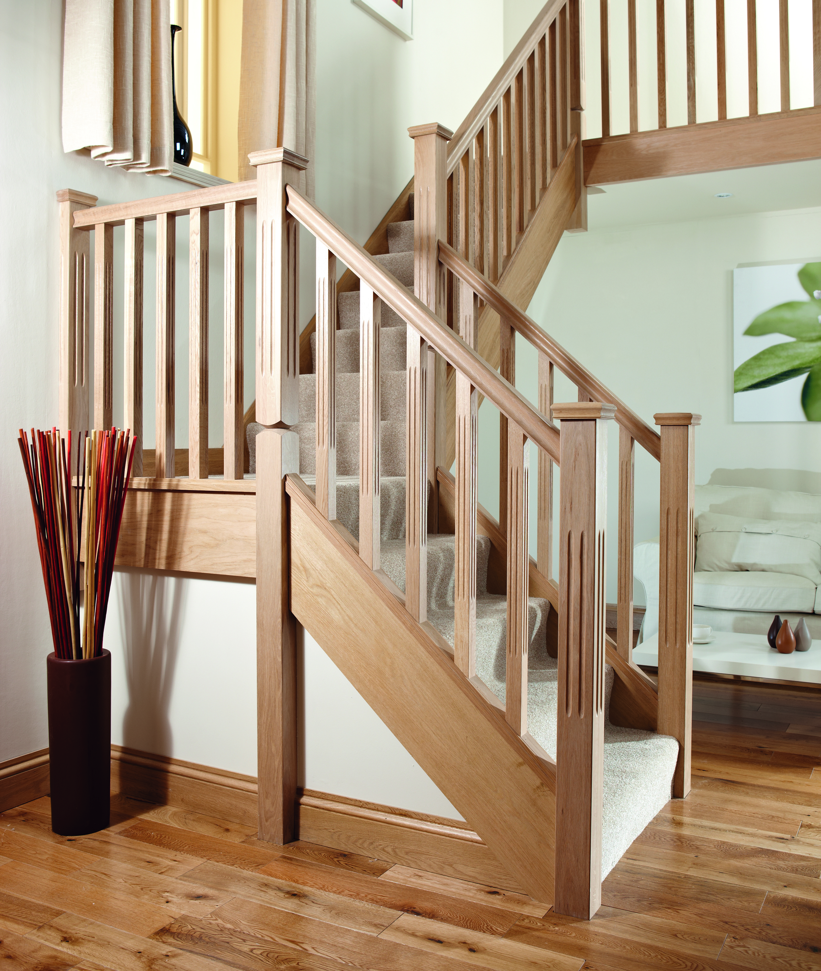 Square and Fluted Reeded Stair Spindle